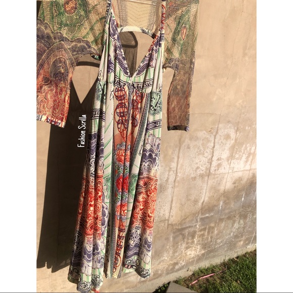 Jean Paul Gaultier Vintage Currency Sheer Mesh Tulle Runway Boho Dress - Picture 4 of 12